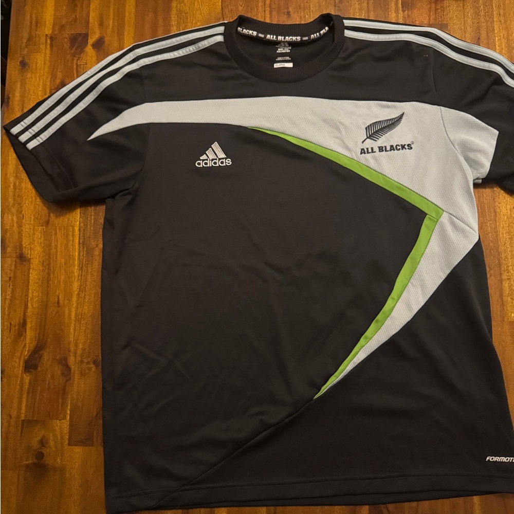 Adidas All Blacks Black, Gray, and Green Jersey - XXL